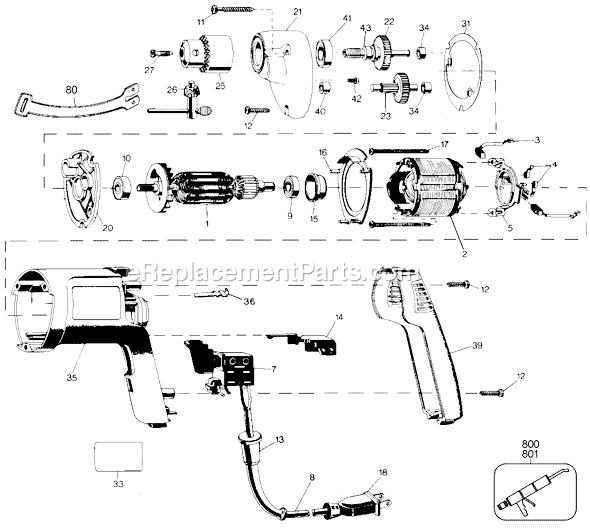 Page A Diagram and Parts List for 6040 Type 100 Black and Decker Electric Drill